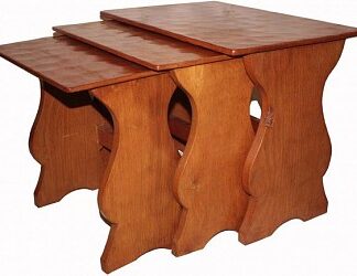 THOMAS GNOMEMAN WHITTAKER SET OF ADZED OAK TABLES