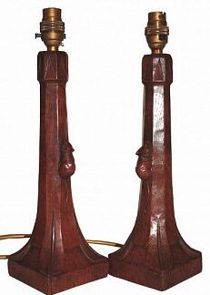 ROBERT MOUSEMAN THOMPSON PAIR OF EARLY RARE TABLE LAMPS