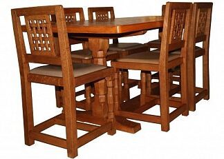 DAVID LANGSTAFF YORKSHIRE OAK DINING TABLE AND SIX CHAIRS