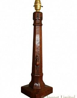 ROBERT MOUSEMAN THOMPSON EARLY CARVED TABLE LAMP