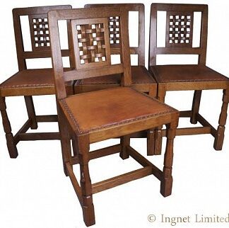 ROBERT MOUSEMAN THOMPSON SET OF FOUR LATTICE BACK CHAIRS