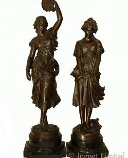 JEAN-BAPTISTE GERMAIN (1841-1910) A PAIR OF FRENCH PATINATED BRONZES