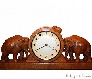 ROBERT MOUSEMAN THOMPSON CARVED ELEPHANT CLOCK