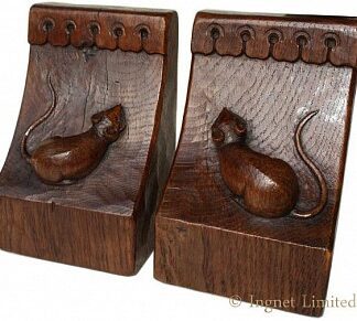 ROBERT MOUSEMAN THOMPSON A PAIR OF EARLY CARVED BOOKENDS