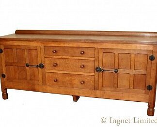 ROBERT MOUSEMAN THOMPSON FULLY ADZED SIX FOOT SIDEBOARD