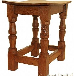 WILF SQUIRRELMAN HUTCHINSON OF HUSTHWAITE ADZED OAK TOP STOOL