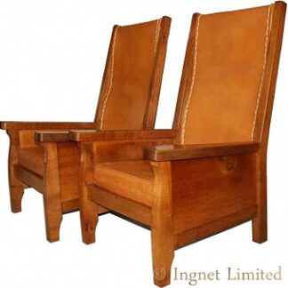 ROBERT MOUSEMAN THOMPSON PAIR OF OAK SMOKING CHAIRS