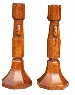 ROBERT MOUSEMAN THOMPSON RARE CANDLESTICKS