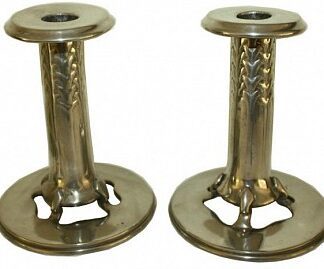 LIBERTY & CO. TUDRIC PEWTER CANDLESTICKS DESIGNED BY ARCHIBALD KNOX