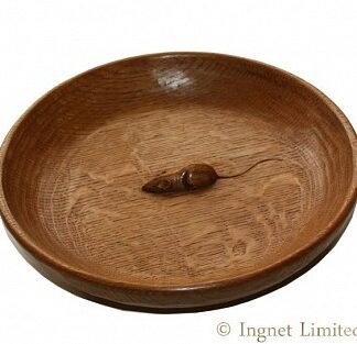 ROBERT MOUSEMAN THOMPSON VINTAGE LARGE CARVED OAK FRUIT BOWL