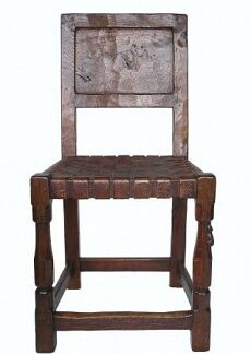 ROBERT MOUSEMAN THOMPSON VERY EARLY ADZED OAK HIGH BACK PANEL CHAIR