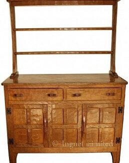 KINGPOST ADZED OAK DRESSER & PLATE RACK