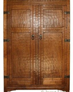 ROBERT MOUSEMAN THOMPSON EARLY ADZED OAK WARDROBE