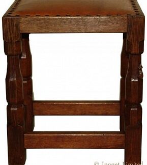 ROBERT MOUSEMAN THOMPSON VINTAGE OAK STOOL