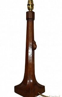 ROBERT MOUSEMAN THOMPSON TALL VINTAGE CARVED TABLE LAMP