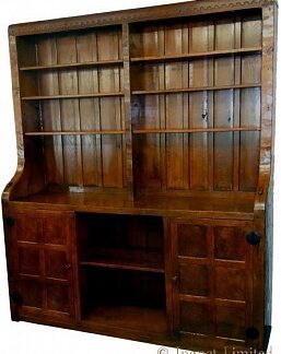 ROBERT MOUSEMAN THOMPSON EARLY BOOKCASE WITH TWIN MOUSE SIGNATURES