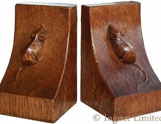 ROBERT MOUSEMAN THOMPSON PAIR OF VINTAGE OAK BOOKENDS