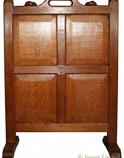 ROBERT MOUSEMAN THOMPSON VINTAGE OAK FIRESCREEN WITH TWO CARVED SIGNATURE MICE