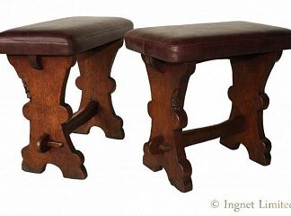 THOMAS GNOMEMAN WHITTAKER A PAIR OF ADZED OAK STOOLS