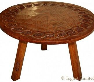 THOMAS GNOMEMAN WHITTAKER CIRCULAR ADZED OAK COFFEE TABLE