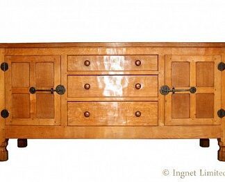 ROBERT MOUSEMAN THOMPSON FIVE FOOT VINTAGE ADZED OAK SIDEBOARD