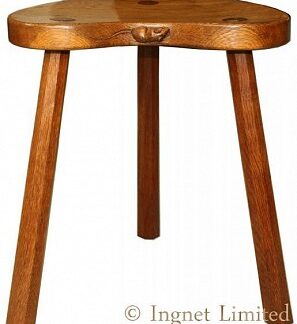 ROBERT MOUSEMAN THOMPSON VINTAGE LARGE OAK MILKING STOOL