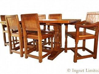 ROBERT MOUSEMAN THOMPSON CLASSIC DINING SUITE WITH ORIGINAL INVOICE