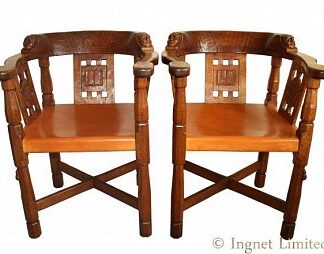 ROBERT MOUSEMAN THOMPSON RARE PAIR OF EARLY MONKS CHAIRS