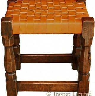 ROBERT MOUSEMAN THOMPSON EARLY INTERWOVEN OAK STOOL