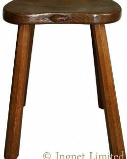 ROBERT MOUSEMAN THOMPSON VINTAGE 4 LEGGED ADZED MILKING STOOL