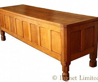 ROBERT MOUSEMAN THOMPSON LARGE 8 PANELLED ADZED TOP OAK COFFER