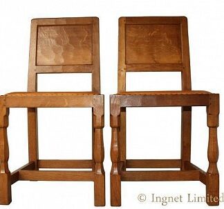 YORKSHIRE OAK PAIR OF DINING - HALL CHAIRS BY ALBERT EAGLEMAN JEFFRAY