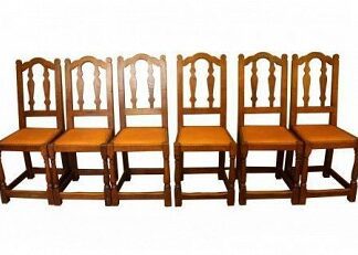 ROBERT MOUSEMAN THOMPSON RARE SET OF 6 EARLY OAK DINING CHAIRS