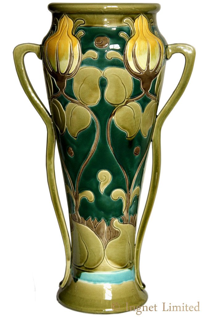BURMANTOFTS FAIENCE VASE TURKISH TULIPS
