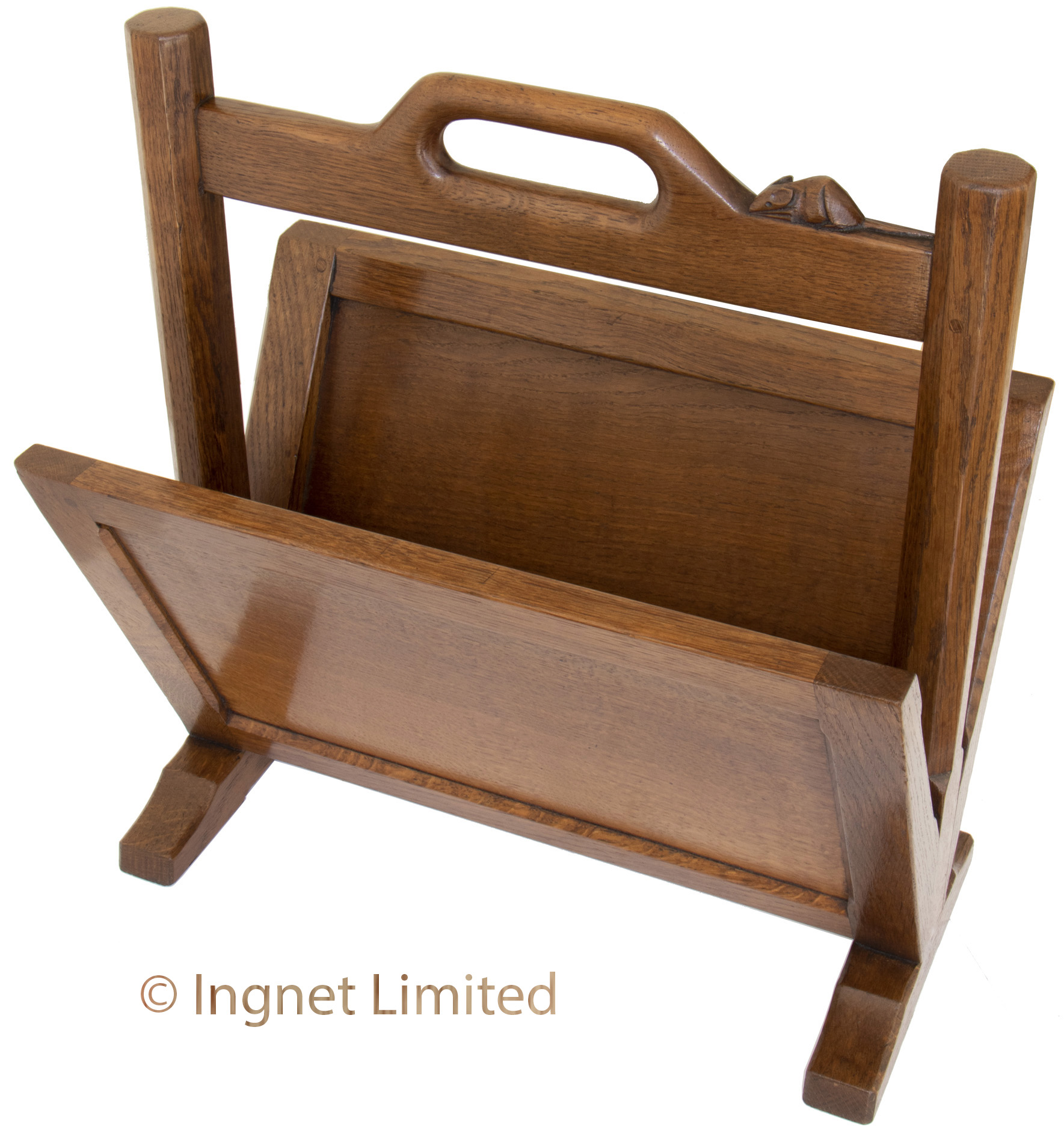 ROBERT MOUSEMAN THOMPSON VINTAGE OAK MAGAZINE RACK - Ingnet