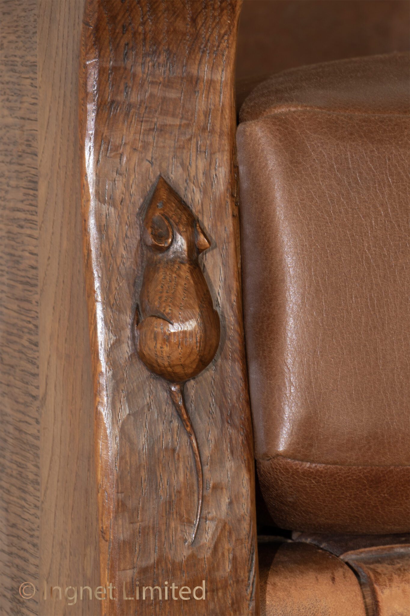 ROBERT MOUSEMAN THOMPSON RARE EARLY OAK SMOKING CHAIR