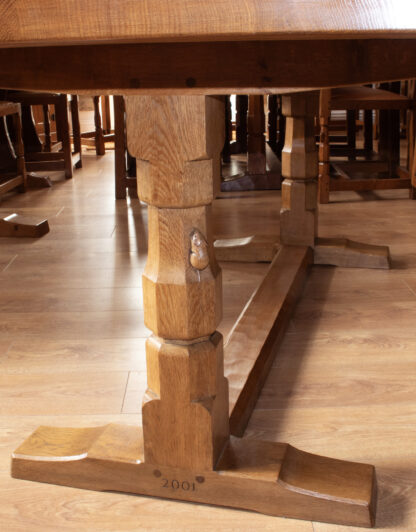 ROBERT MOUSEMAN THOMPSON 7FT ADZED OAK DINING TABLE - Image 12