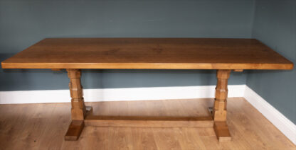 ROBERT MOUSEMAN THOMPSON 7FT ADZED OAK DINING TABLE - Image 6