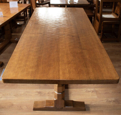 ROBERT MOUSEMAN THOMPSON 7FT ADZED OAK DINING TABLE - Image 7