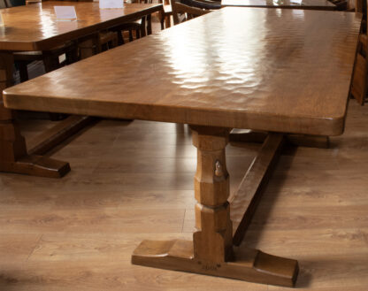 ROBERT MOUSEMAN THOMPSON 7FT ADZED OAK DINING TABLE - Image 8