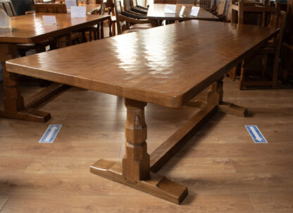 ROBERT MOUSEMAN THOMPSON 7FT ADZED OAK DINING TABLE - Image 9