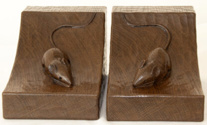 ROBERT MOUSEMAN THOMPSON ADZED OAK BOOK ENDS - Image 11