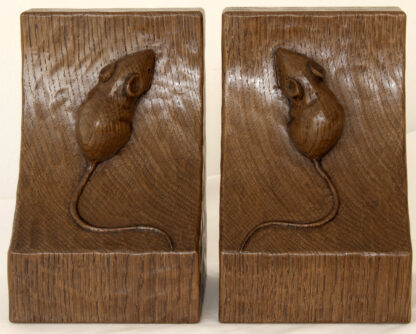 ROBERT MOUSEMAN THOMPSON ADZED OAK BOOK ENDS - Image 3