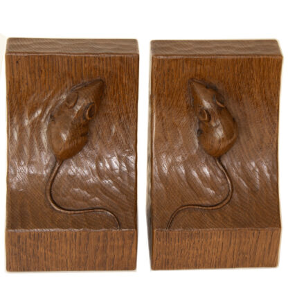 ROBERT MOUSEMAN THOMPSON ADZED OAK BOOK ENDS
