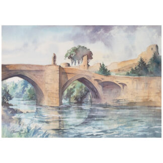 CHRIS MOUNCEY BARNARD CASTLE COUNTY BRIDGE WATERCOLOUR