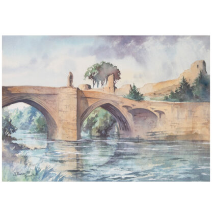 CHRIS MOUNCEY BARNARD CASTLE COUNTY BRIDGE WATERCOLOUR