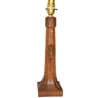 ROBERT MOUSEMAN THOMPSON VINTAGE OAK TABLE LAMP