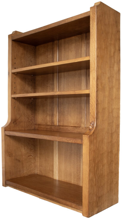 ROBERT MOUSEMAN THOMPSON BESPOKE 4 FOOT HIGH OAK ADZED BOOKCASE - Image 2
