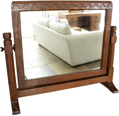 ROBERT MOUSEMAN THOMPSON EARLY OAK TABLE MIRROR