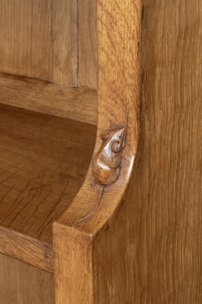 ROBERT MOUSEMAN THOMPSON BESPOKE 4 FOOT HIGH OAK ADZED BOOKCASE - Image 11